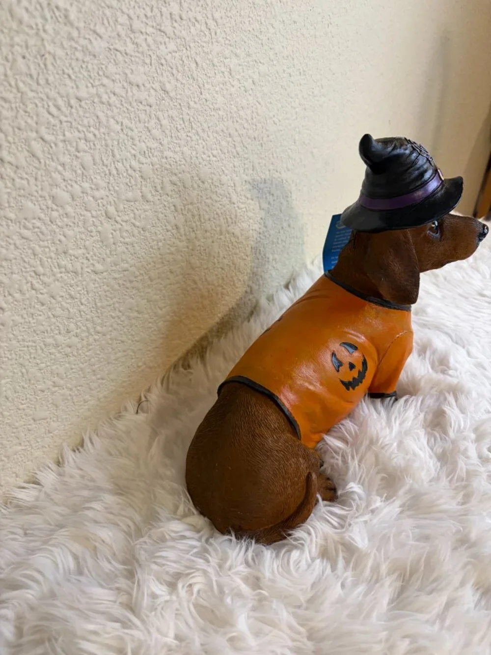 Halloween Witch Dachshund Dog Figurine Pumpkin Sweater Decor NWT